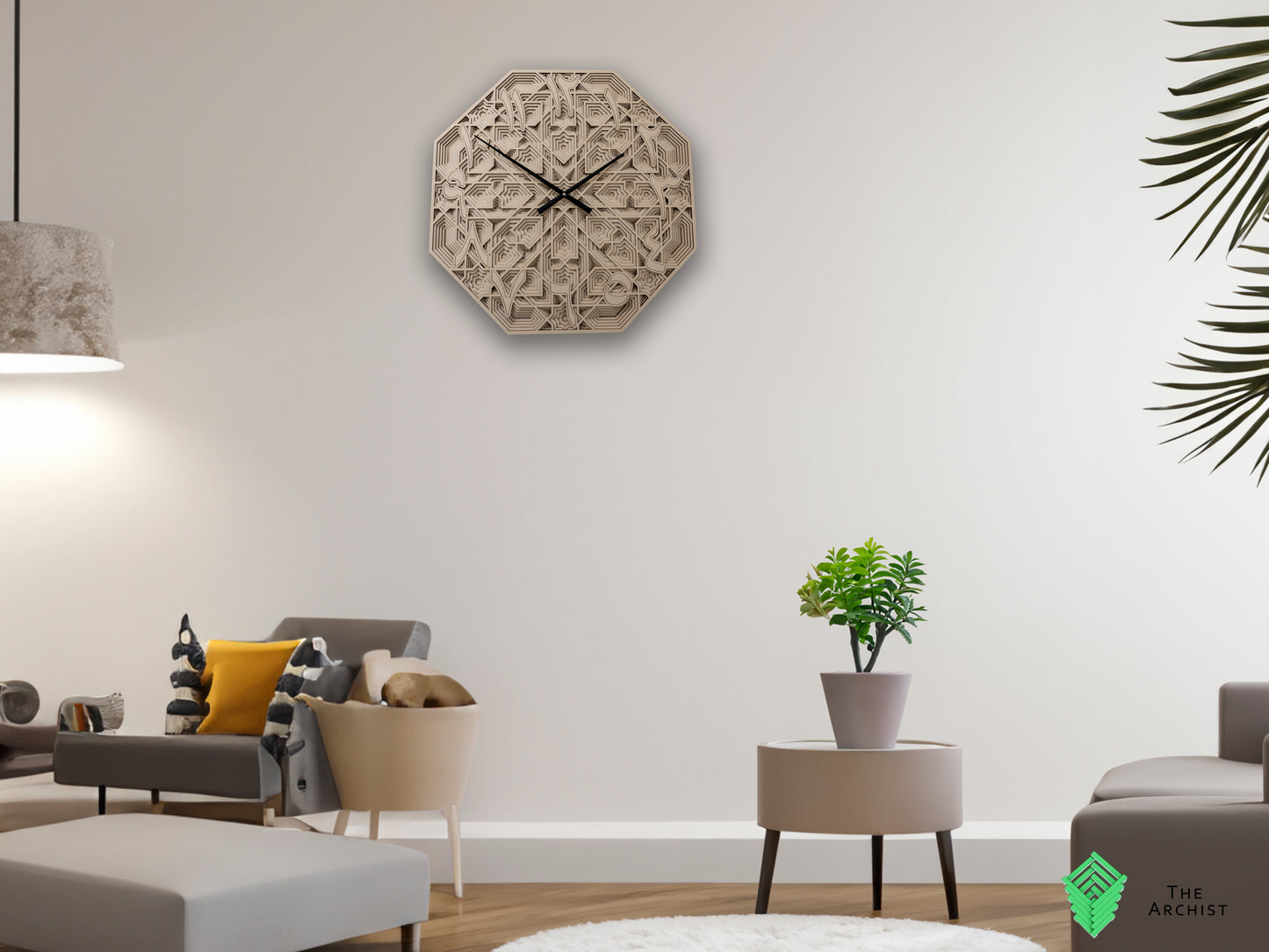 Octagon shaped Islamic geometric Pattered Clock
