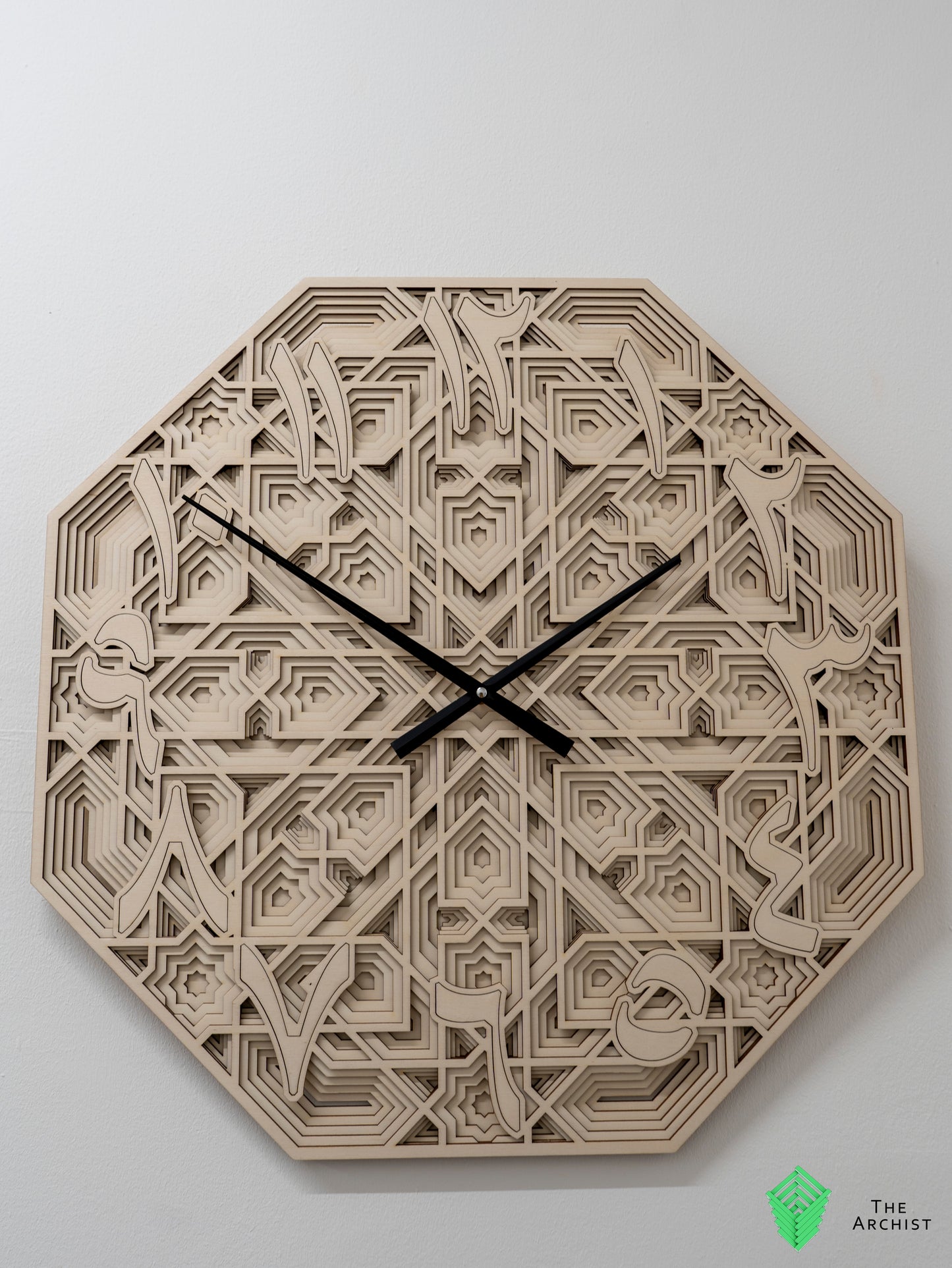 Octagon shaped Islamic geometric Pattered Clock