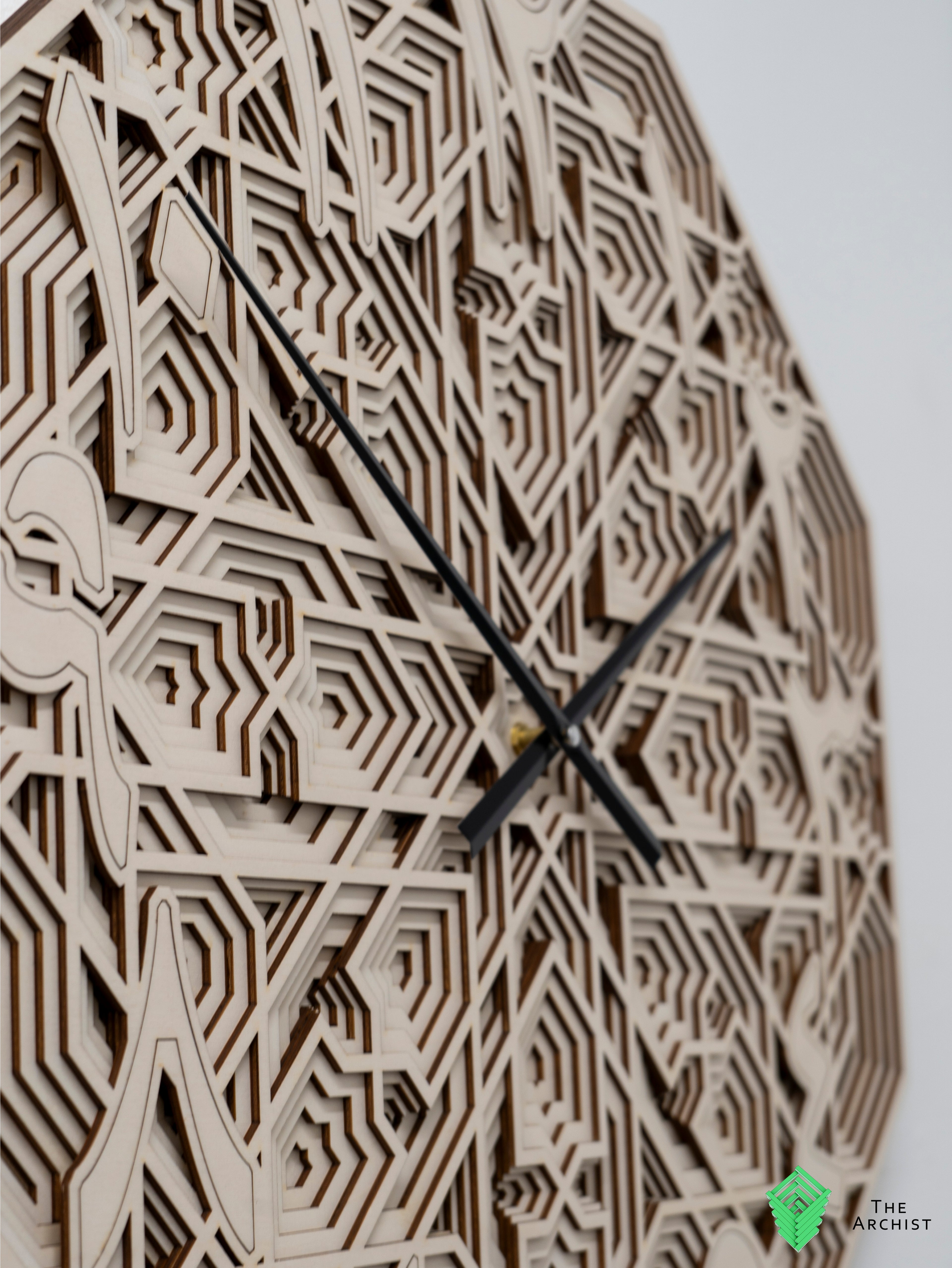 Octagon shaped Islamic geometric Pattered Clock