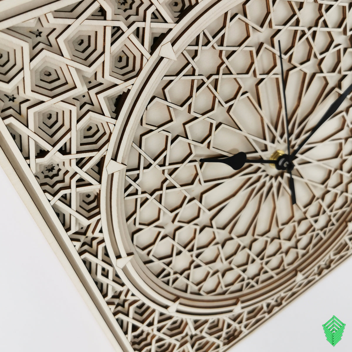 Geometric Pattered Clock in Natral Finish
