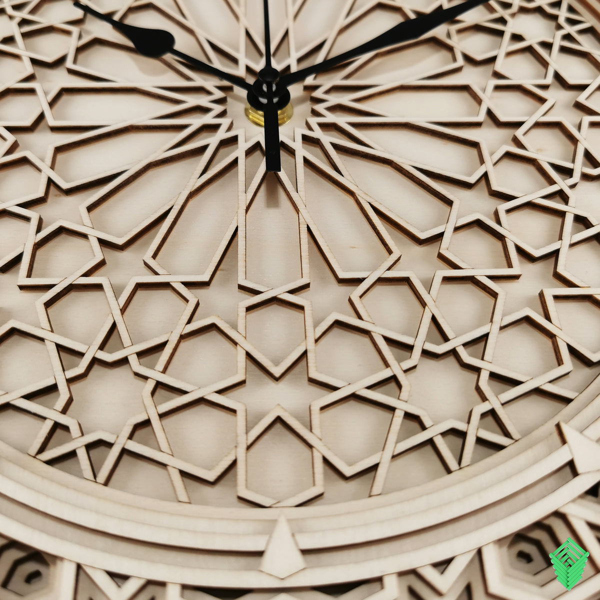 Geometric Pattered Clock in Natral Finish