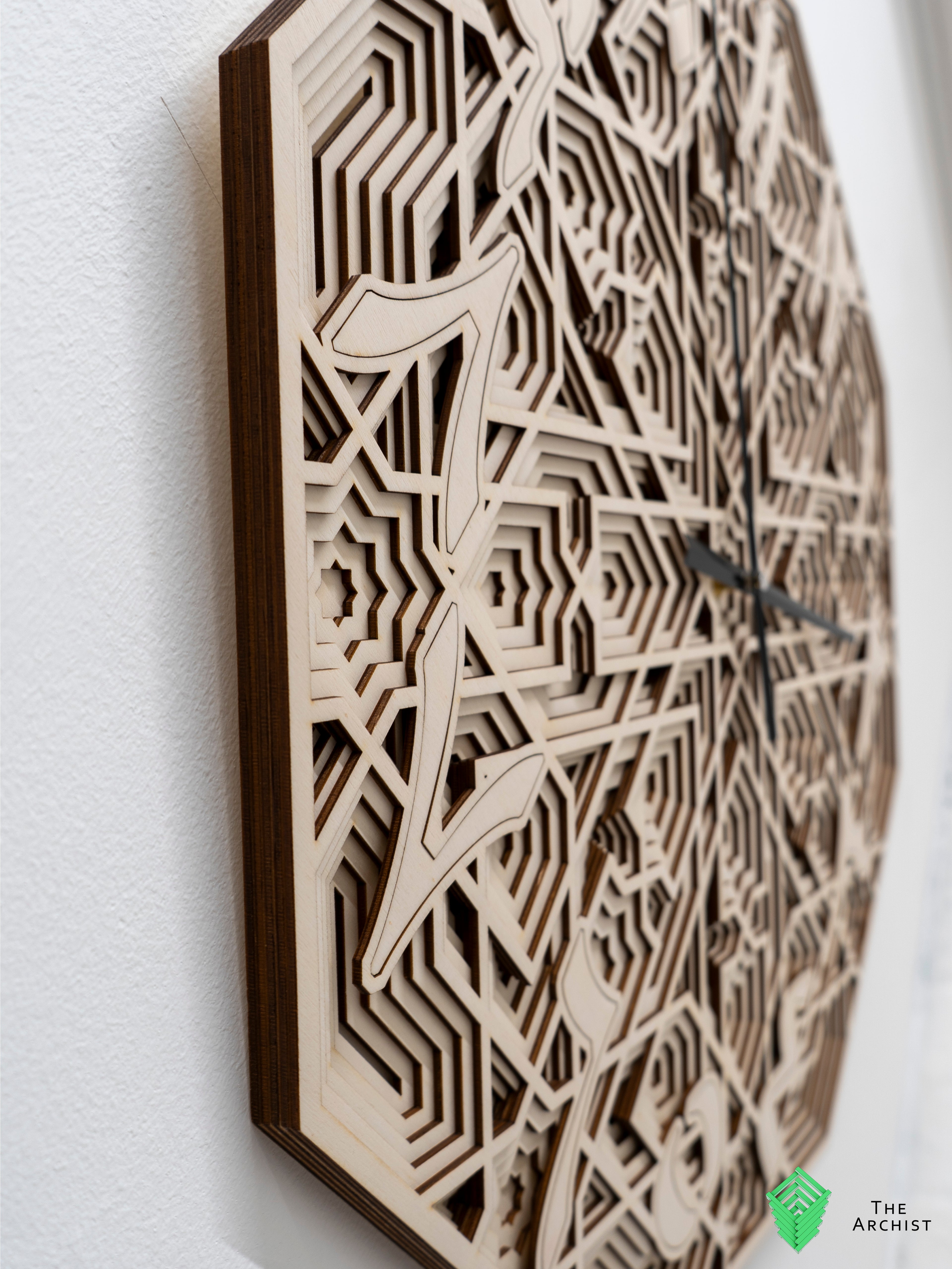 Octagon shaped Islamic geometric Pattered Clock